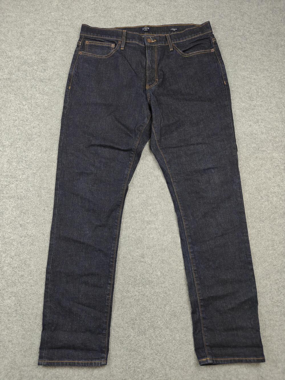 J.CREW Jeans Mens 35x32 Blue Dark Wash Athletic Slim Tapered Flex Stretch Denim